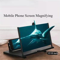 10/12 Inch HD Screen Magnifier Folding Mobile Phone Desktop Stand 3D Mobile Phone Screen Magnifying Glass Video Amplifier Stand