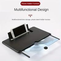 10/12 Inch HD Screen Magnifier Folding Mobile Phone Desktop Stand 3D Mobile Phone Screen Magnifying Glass Video Amplifier Stand